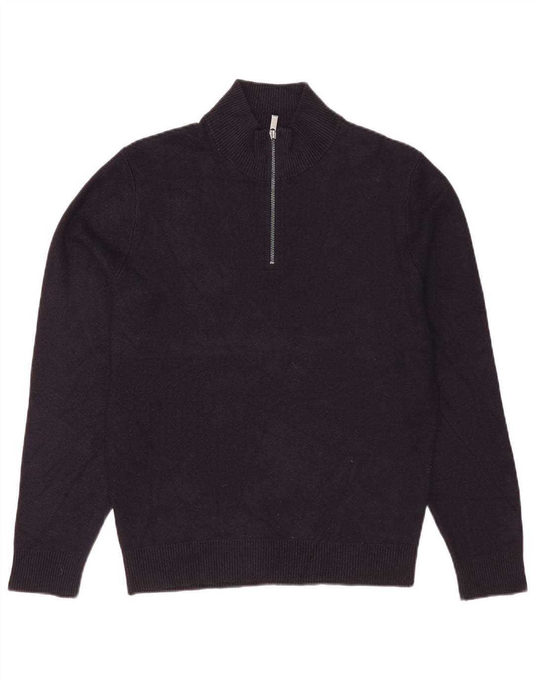 Massimo Dutti Herren-Pullover mit Reißverschluss am Hals, mittleres Marineblau