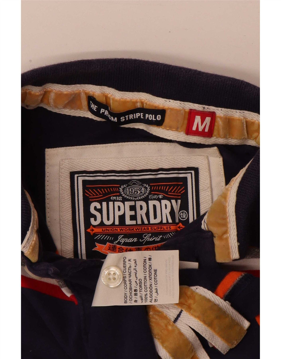 Superdry Herren-Rugby-Poloshirt aus mittelblauer, gestreifter Baumwolle
