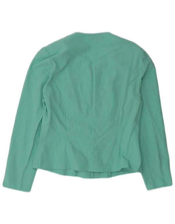 VINTAGE Damen 5-Knopf-Blazerjacke EU 38 Mitteltürkis Viskose