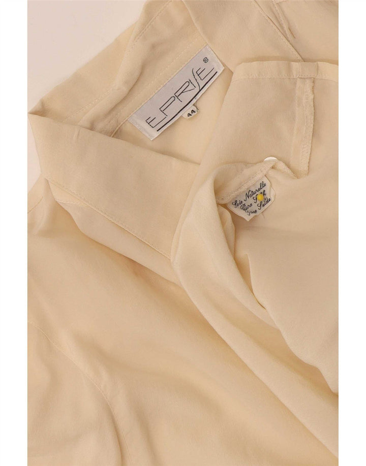 Vintage Damen Longline Übergroße Hemdbluse EU 44 XL Beige Seide