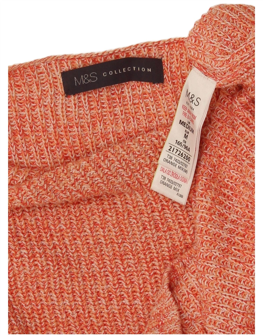 Marks & Spencer Damen-Pullover mit U-Boot-Ausschnitt, Gr. 14, Mittelorange meliert