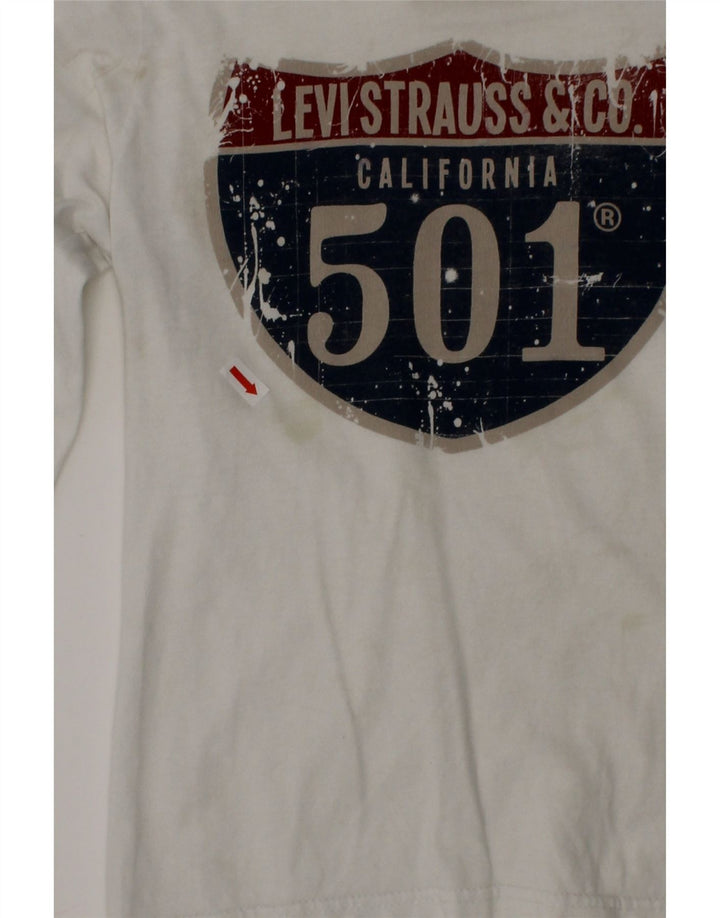 LEVI'S Boys Graphic Top Long Sleeve 7-8 Years White Cotton Vintage Levi's and Second-Hand Levi's from Messina Hembry 