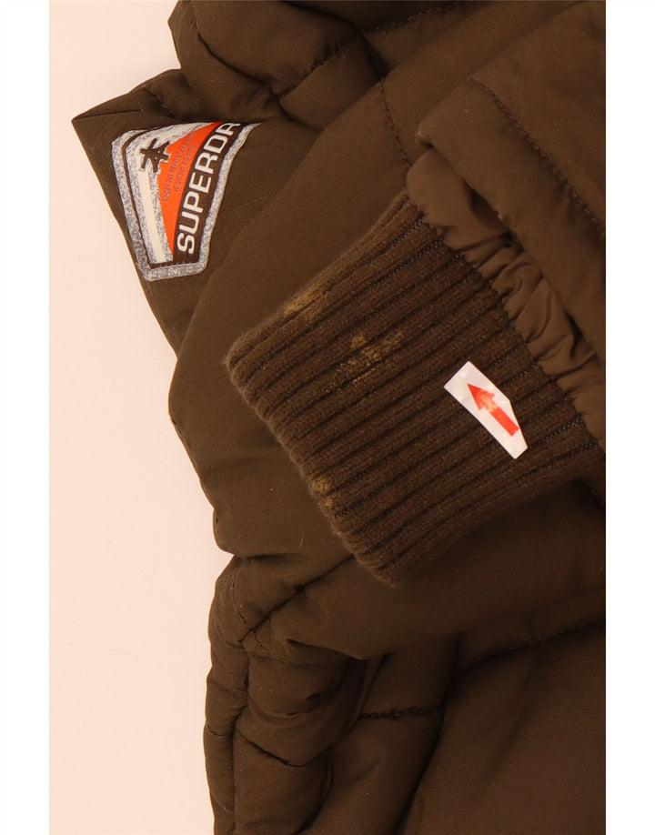 Superdry Herren-Kapuzenjacke, wattiert, UK 38, Mittel-Khaki, Polyester