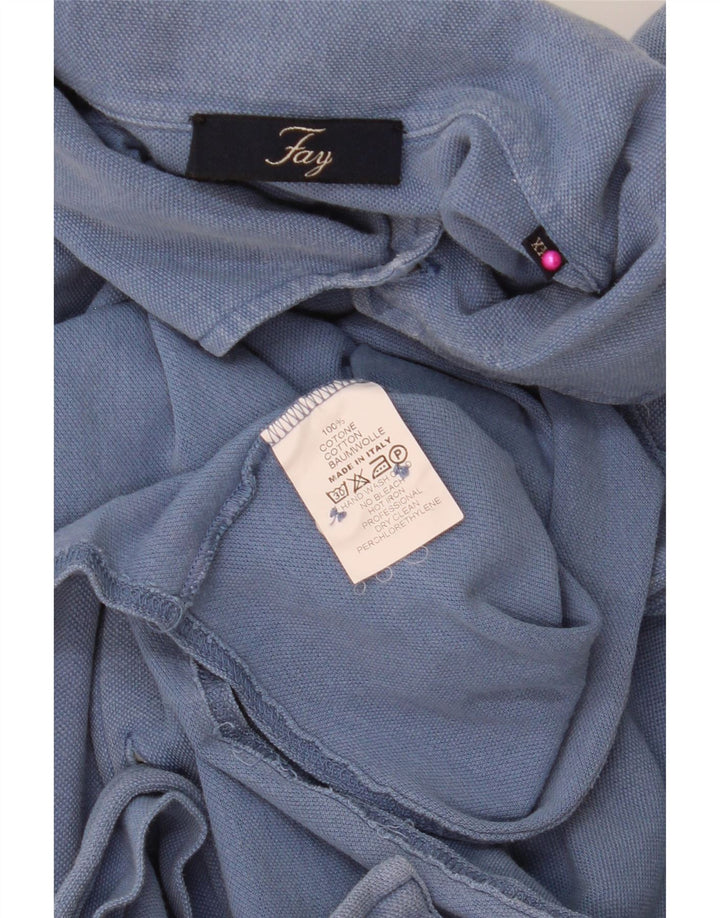 Fay Herren-Hemd mit 3/4-Ärmeln, 2XL, blaue Baumwolle