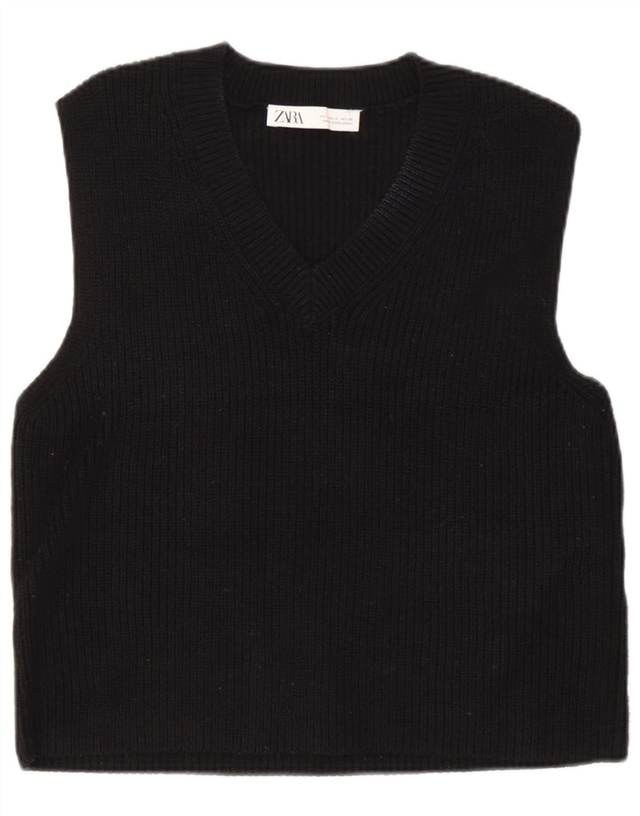 Zara Damen Weste Tank Top UK 14 Medium Schwarz