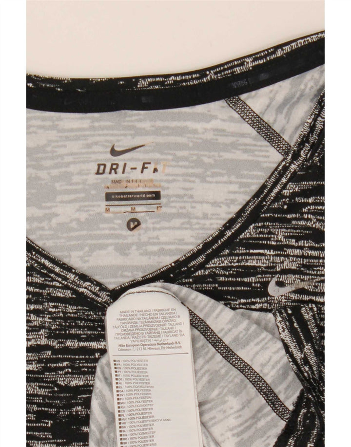 Nike Damen Dri Fit T-Shirt Top UK 12 Mittelschwarz geflecktes Polyester