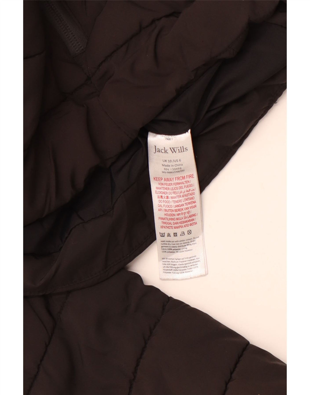 JACK WILLS Wattierte Damenjacke UK 10 Small Schwarz Polyester