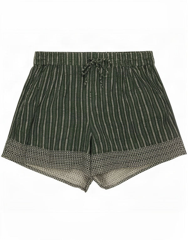 Fat Face Damen-Freizeitshorts mit hoher Taille, UK 14, Mittel W32, grüner Nadelstreifen