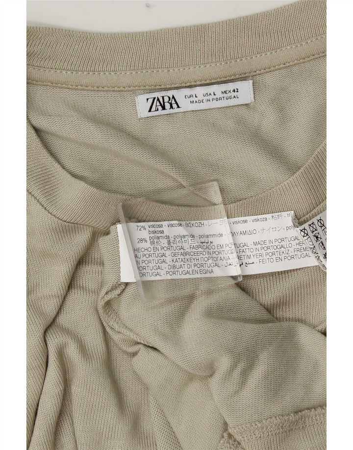 Zara Herren T-Shirt Top Large Grau Viskose