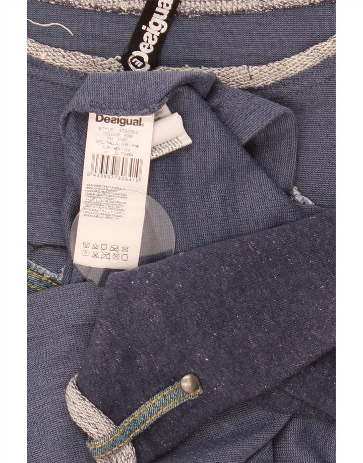 Desigual Womens Graphic Top 3/4 Ärmel UK 14 Medium Marineblau Patchwork