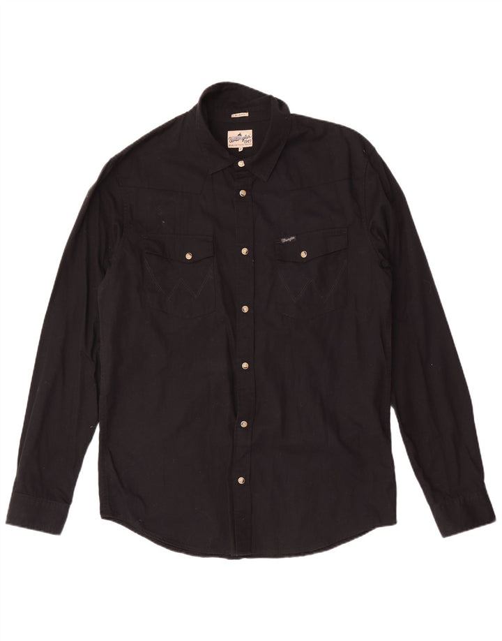 Wrangler Herren Slim Fit Hemd XL Schwarz Baumwolle