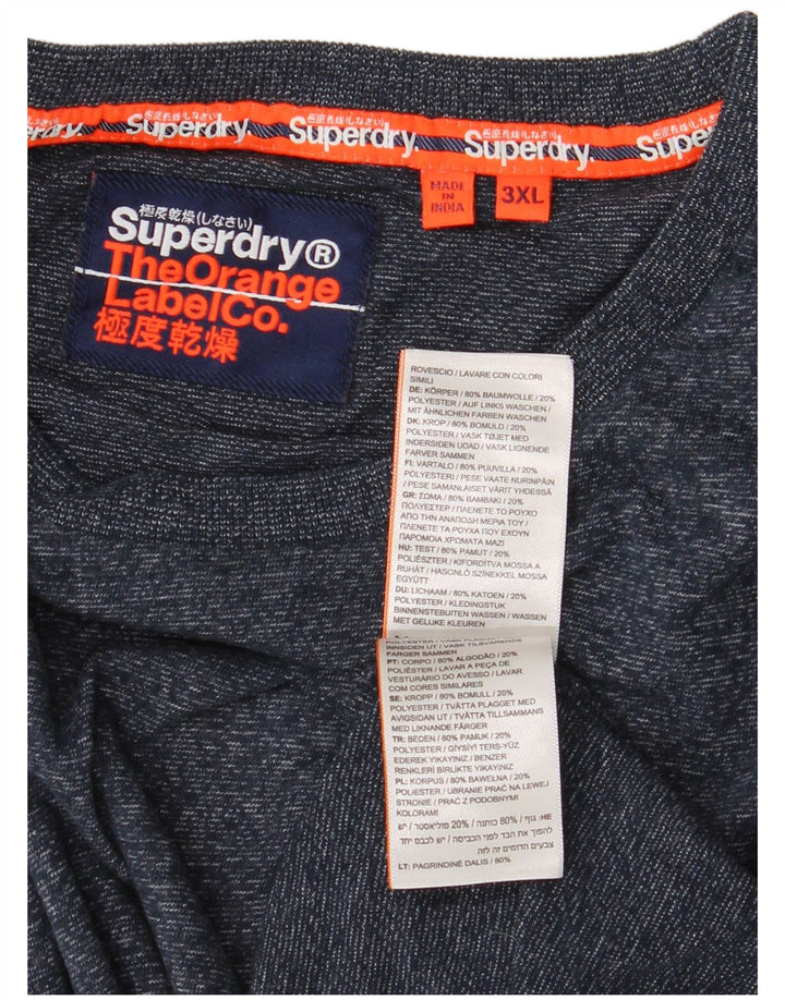 Superdry Herren T-Shirt Top 3XL Marineblau gesprenkelte Baumwolle