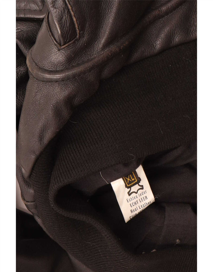 Vintage Herren Militärlederjacke UK 42 XL Schwarz