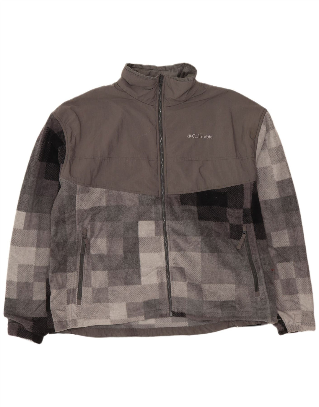 COLUMBIA Herren Interchange Fleecejacke UK 44 2XL Graues geometrisches Polyester