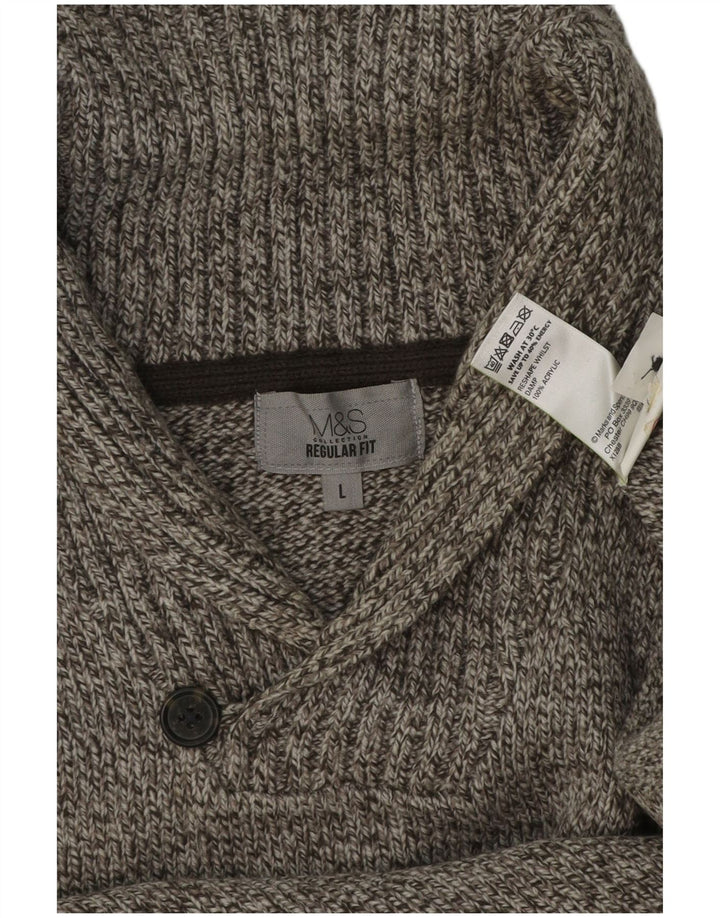 Marks & Spencer Herren-Pullover mit Schalkragen, groß, grau meliert