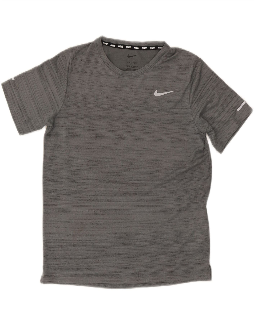 Nike Boys Dri Fit T-Shirt Top 12-13 Years Large Grey Striped Polyester