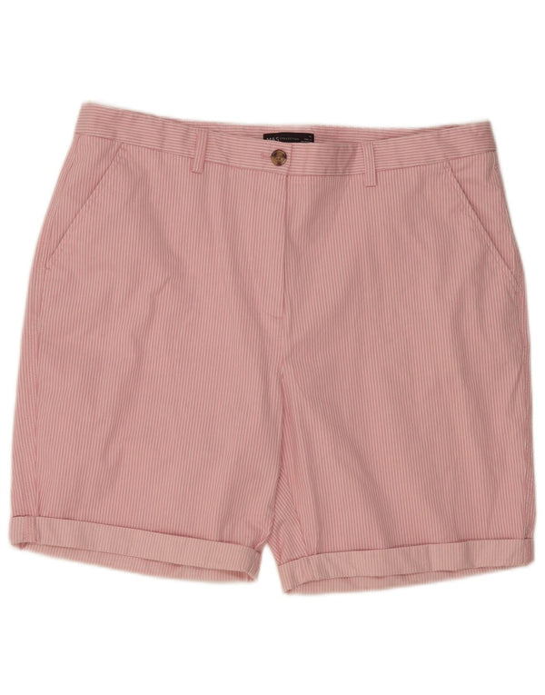 Marks & Spencer Damen Chinoshorts UK 18 XL W40 rosa Nadelstreifen-Baumwolle
