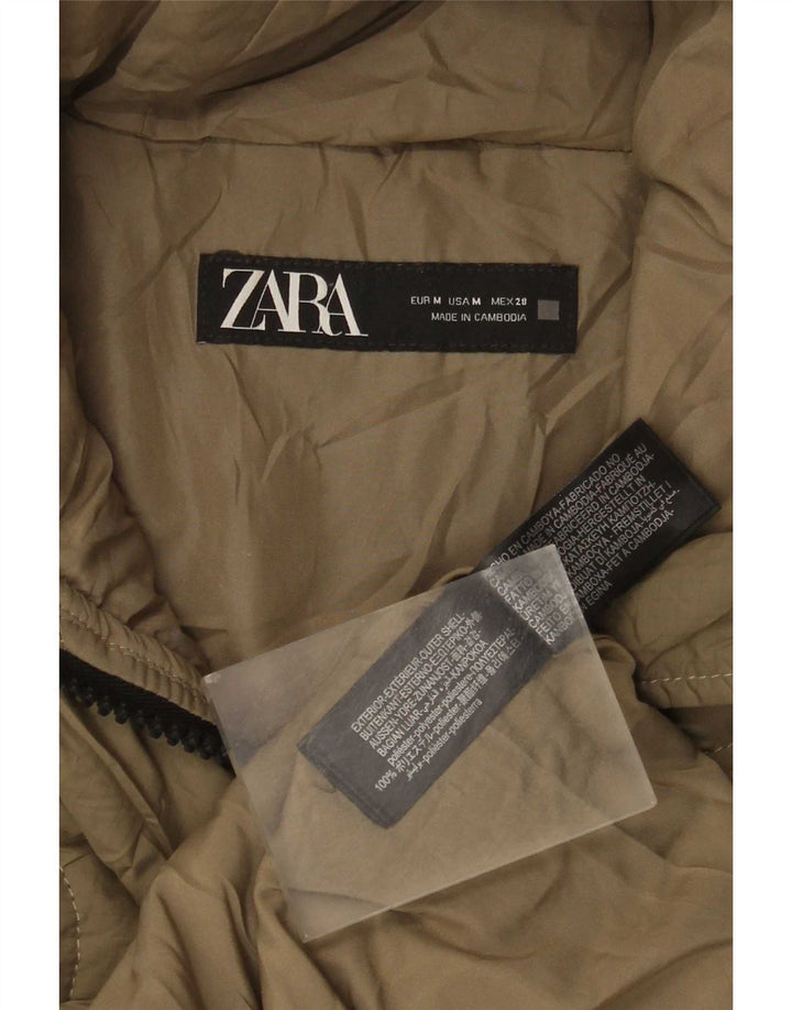 Zara Damen-Kapuzen-Übergröße, wattierte Jacke, UK 14, Mittel-Khaki, Polyester