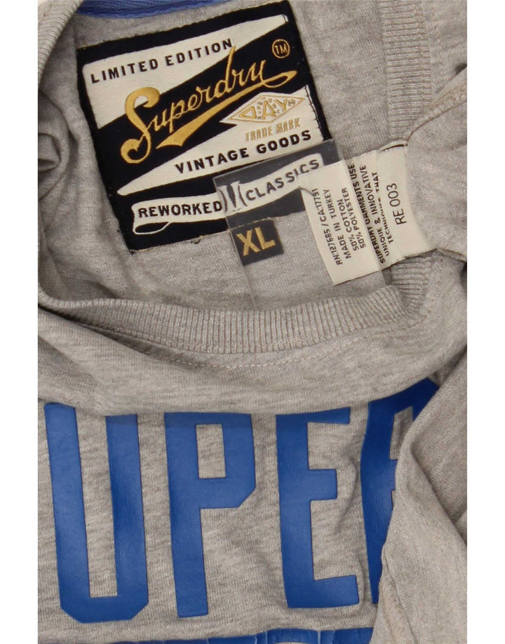 Superdry Herren Grafik-T-Shirt-Oberteil XL aus grauer Baumwolle