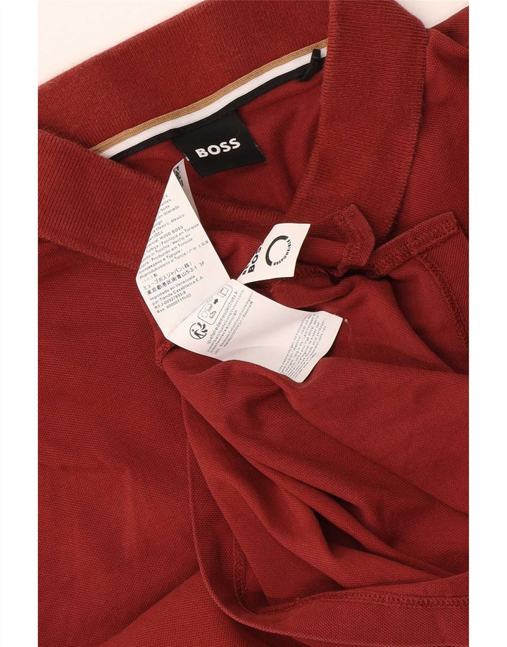 HUGO BOSS Herren-Poloshirt, kleine braune Baumwolle