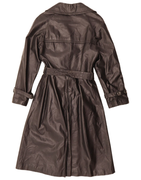 Vintage Damen Zweireihiger Ledermantel IT 46 Large Schwarz