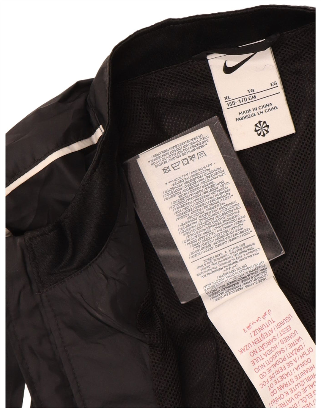 NIKE Boys Graphic Tracksuit Top Jacket 13-14 Years XL Black Polyester