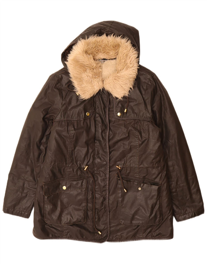 Marks & Spencer Damen Übergroßer Windjacke mit Kapuze, UK 16, Größe L, Braun