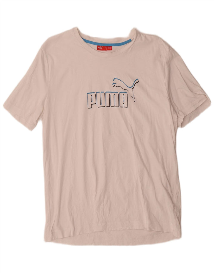 Puma Herren Grafik T-Shirt Top XL Weiß
