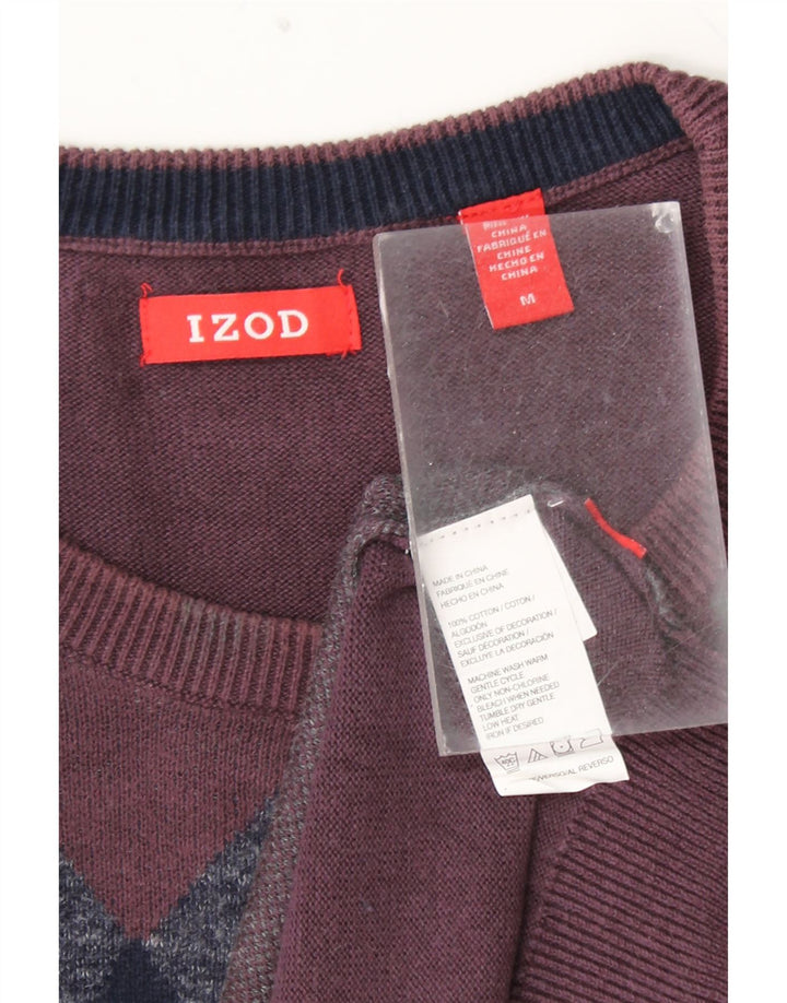 IZOD Herren-Pullover mit Rundhalsausschnitt, mittelgroße Burgunder-Baumwolle mit Argyle-/Diamantmuster