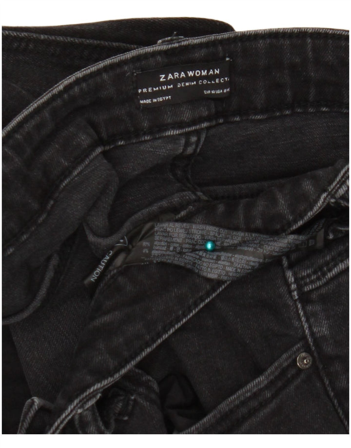 Zara Damen High Rise Flared Jeans EU 40 Medium W30 L34 Schwarze Baumwolle