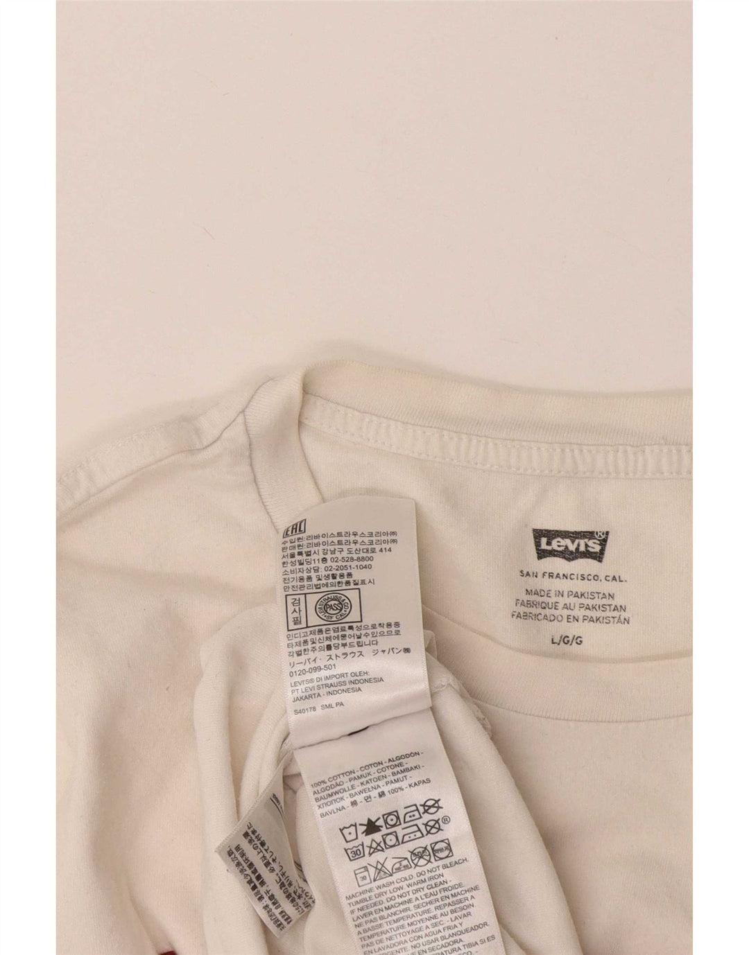 Levi's Herren-T-Shirt mit Grafik, Größe L, aus weißer Baumwolle