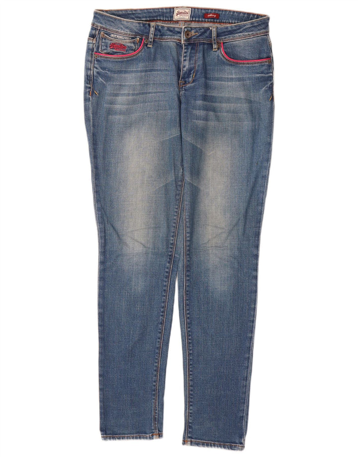 SUPERDRY Damen Skinny Jeans W30 L32 Blaue Baumwolle