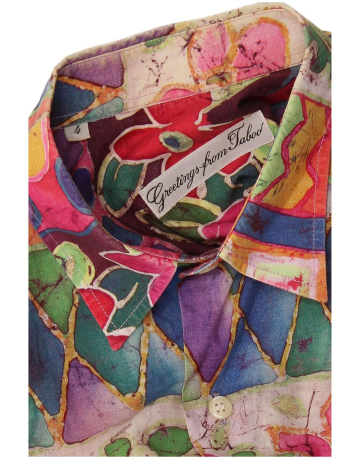 VINTAGE Herren-Kurzarmhemd, groß, mehrfarbig, geometrisch