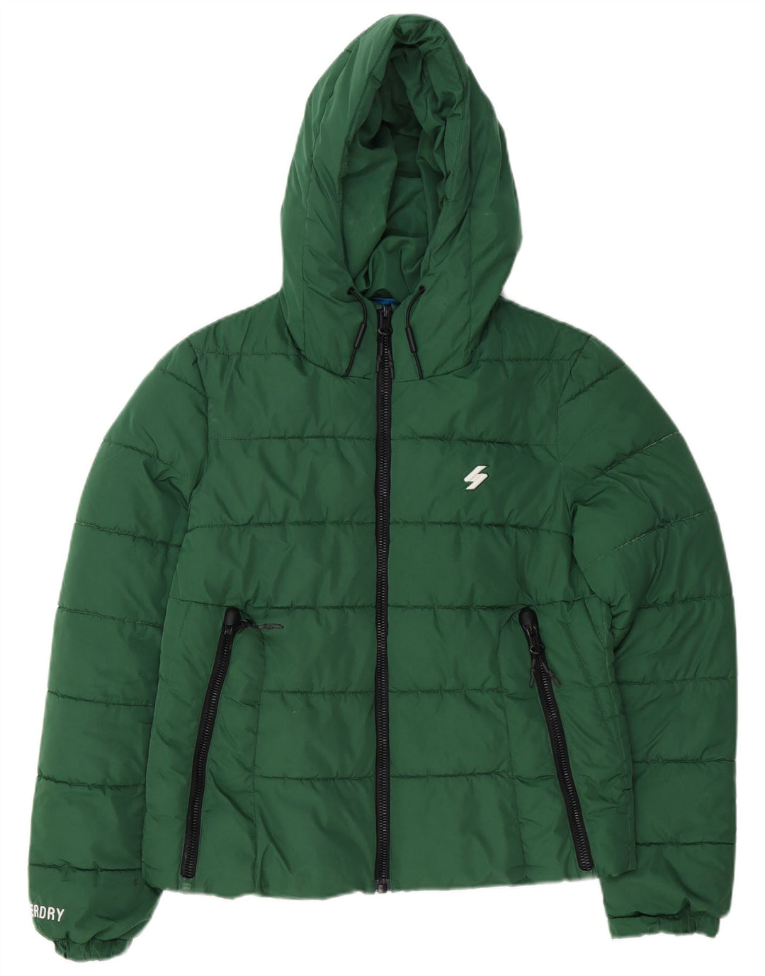 Superdry Damen-Kapuzen-Übergröße, wattierte Jacke, UK 10, Größe S, Grün, Polyester