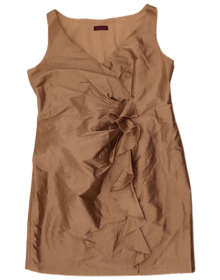 Debut Damen ärmelloses Etuikleid mit Rüschen vorne, UK 18, XL, braun, Polyester