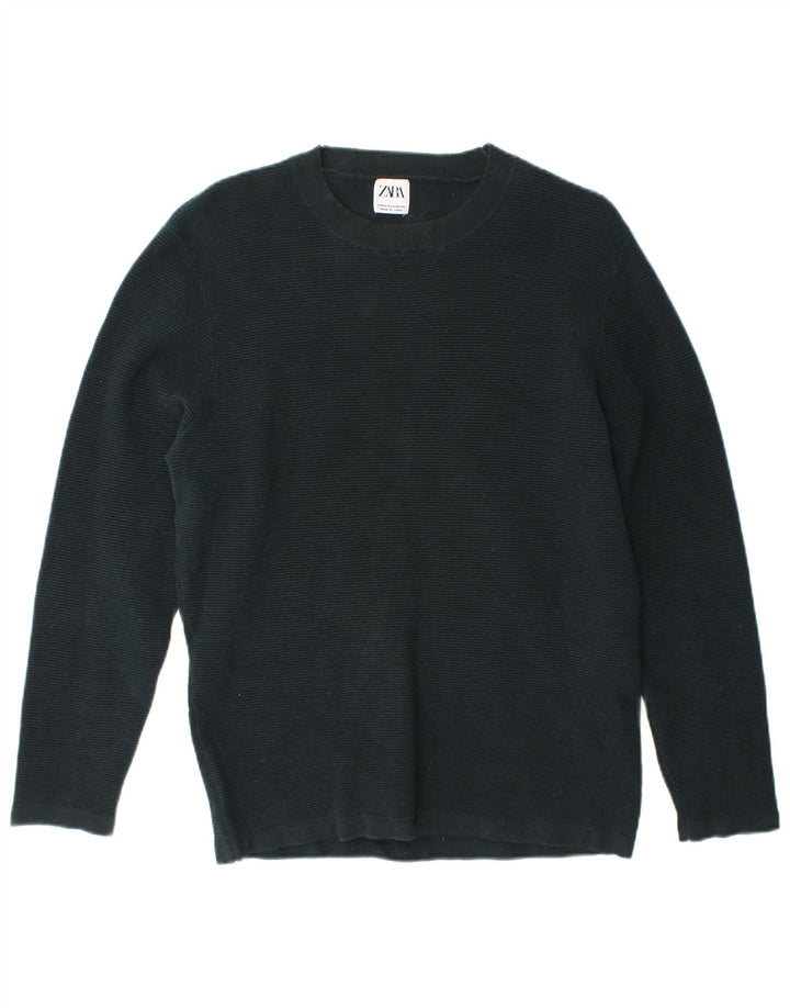 Zara Herren-Pullover mit Rundhalsausschnitt, Mittelgrün