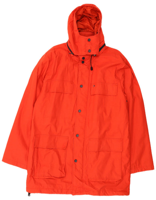 Tommy Hilfiger Herren-Windbreaker-Mantel mit Kapuze, UK 40, große rote Baumwolle