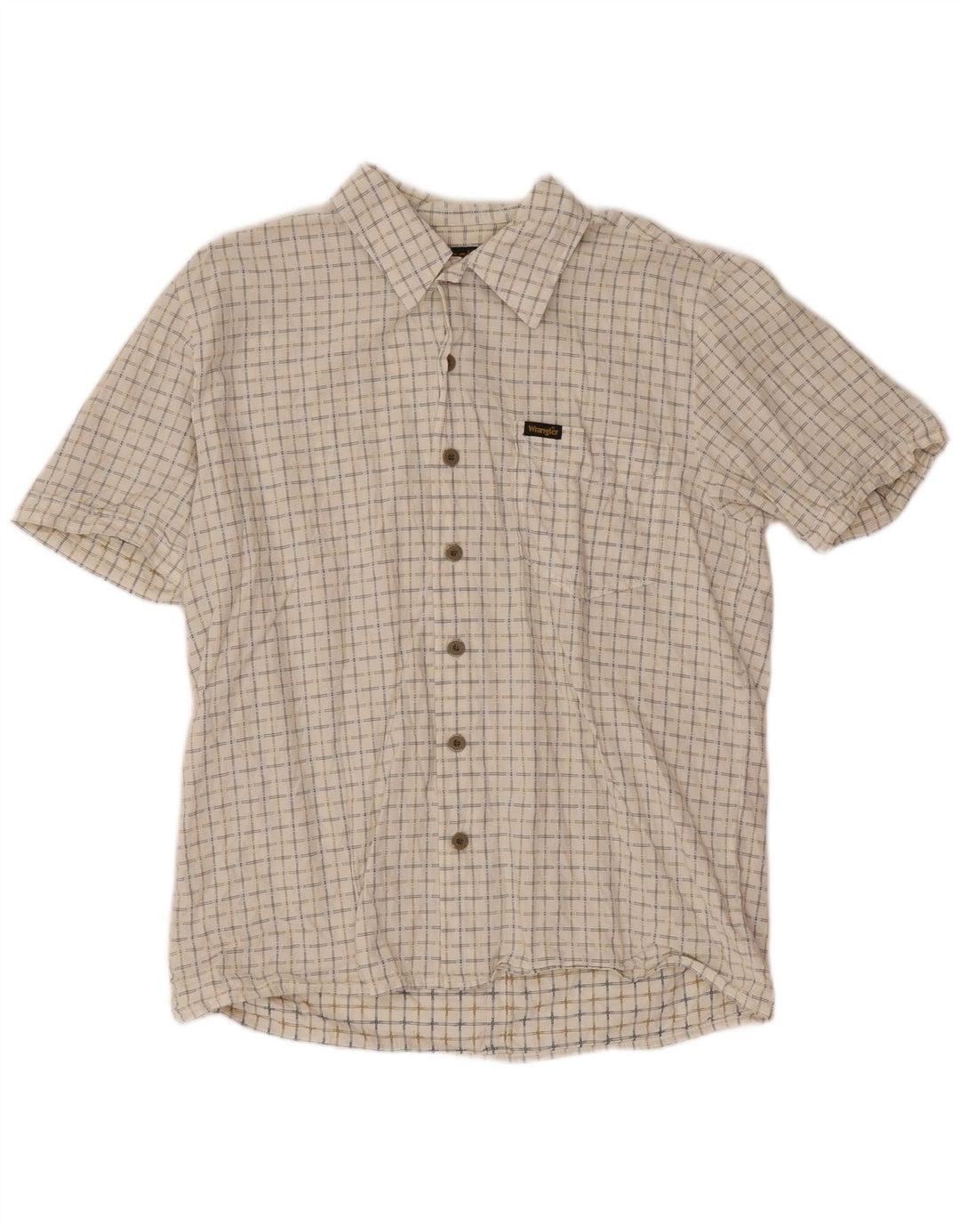 Wrangler Herren-Hemd, kurzärmelig, reguläre Passform, mittelweiß, kariert, Baumwolle