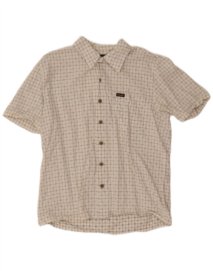 Wrangler Herren-Hemd, kurzärmelig, reguläre Passform, mittelweiß, kariert, Baumwolle