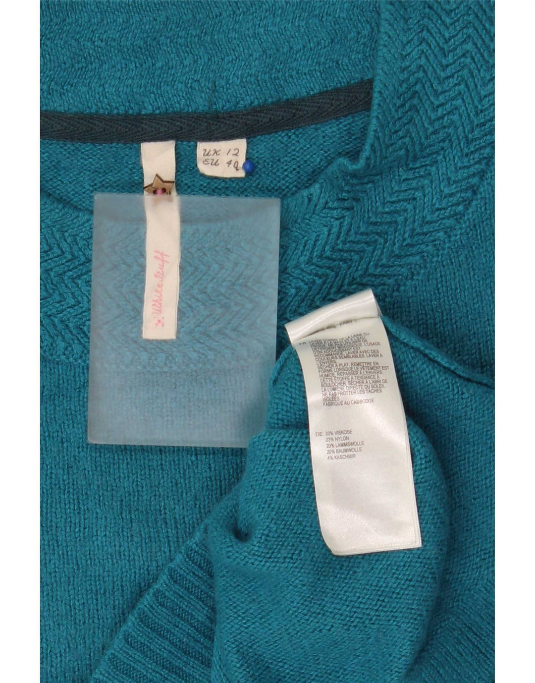 White Stuff Damen-Pullover mit Rundhalsausschnitt, UK 12, mittelblaue Viskose
