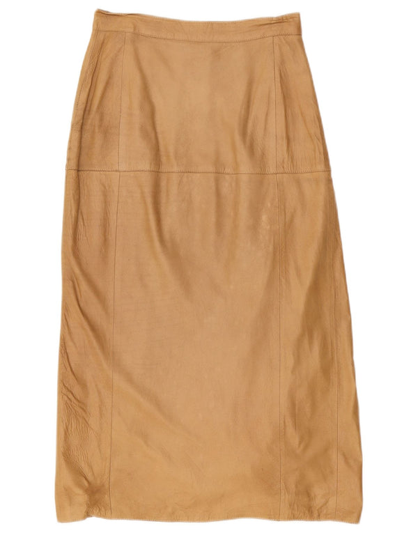 VINTAGE Damen Lederrock mit hoher Taille IT 42 Medium W26 Braun