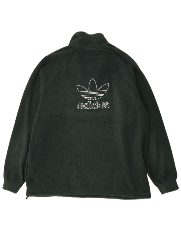 Adidas Herren-Fleecepullover mit grafischem Reißverschluss und Halsausschnitt, groß, grünes Polyester