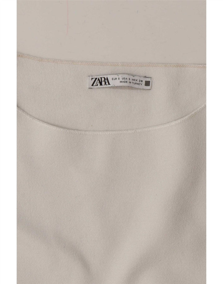 Zara Damen Crop Batwing Bluse Top UK 8 Small Weiß