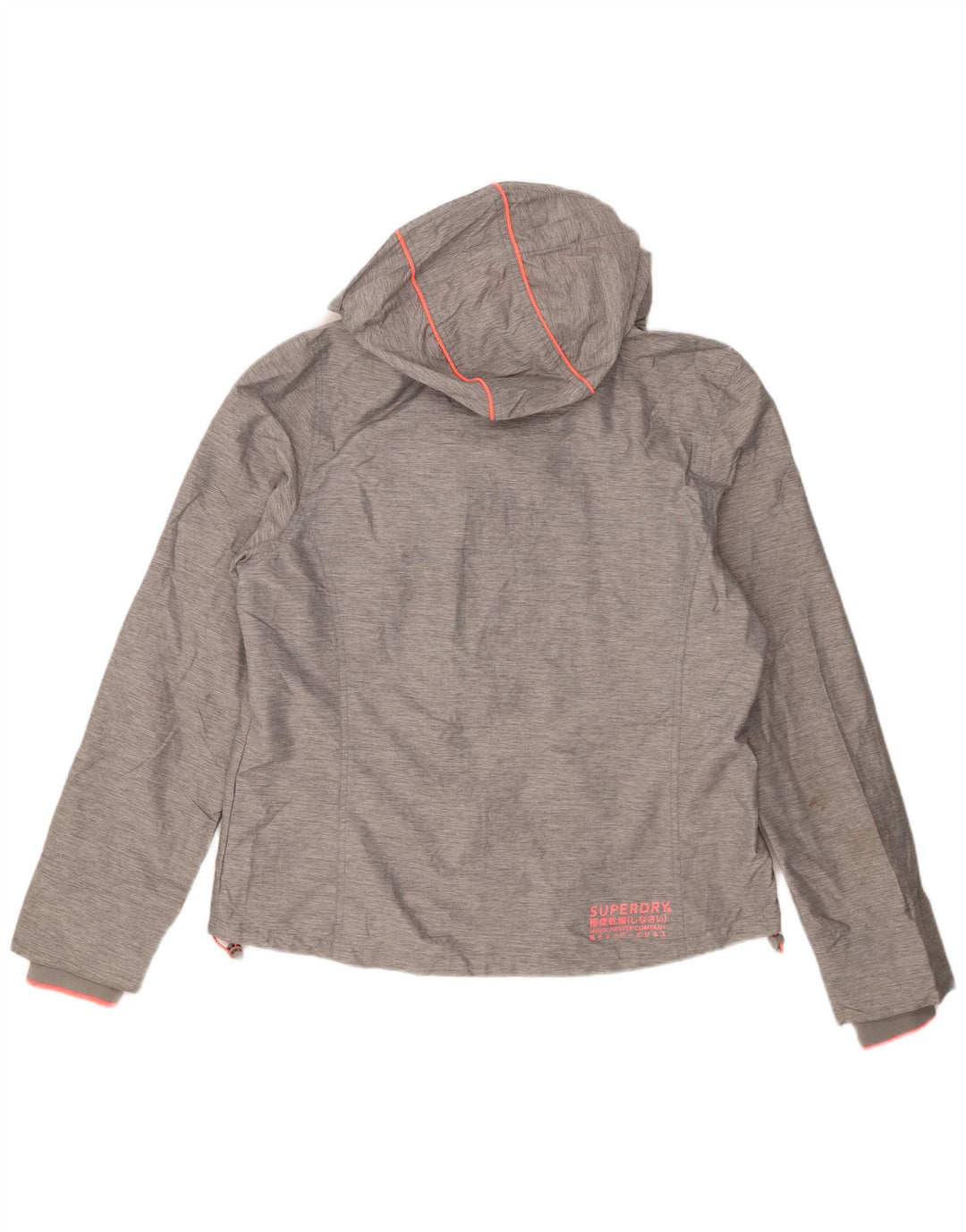 Superdry Damen-Regenjacke mit Kapuze, UK 18 XL, graues Nylon