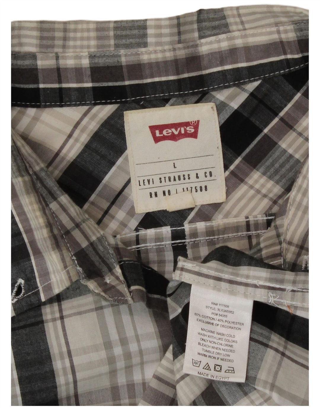 Levi's Herren-Hemd, groß, grau kariert, Baumwolle