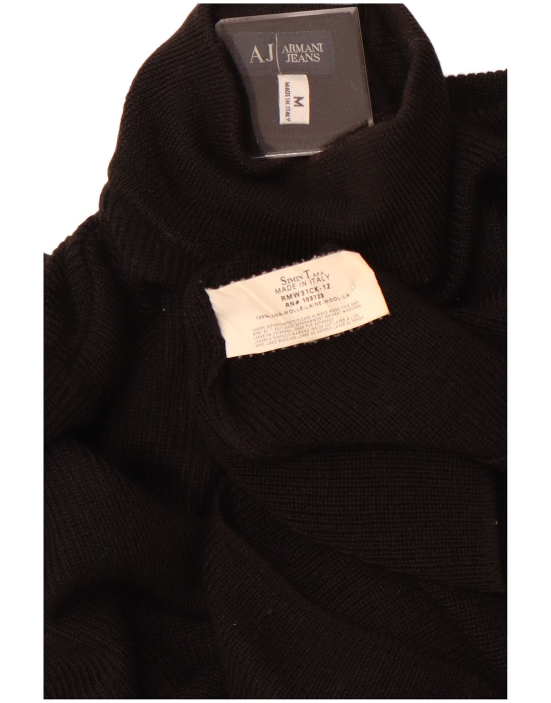 ARMANI JEANS Herren-Pullover mit Rollkragen, mittelschwarze Wolle