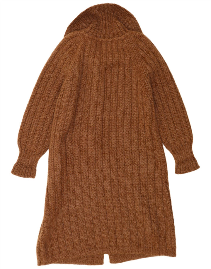 Vintage Damen Oversized Longline Cardigan Pullover UK 14 Mittelbraun Modal
