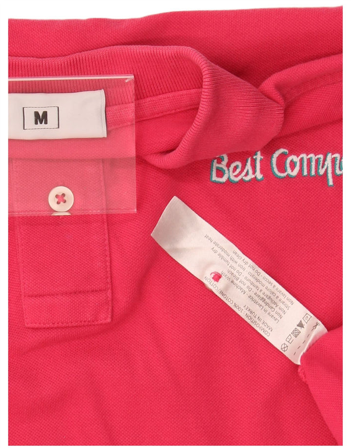 BEST COMPANY Mens Polo Shirt Medium Pink Cotton
