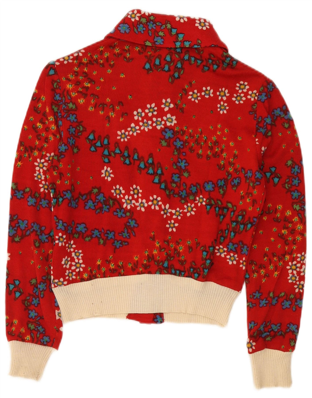 LUISA SPAGNOLI Damen Crop Cardigan Pullover UK 10 Small Red Floral
