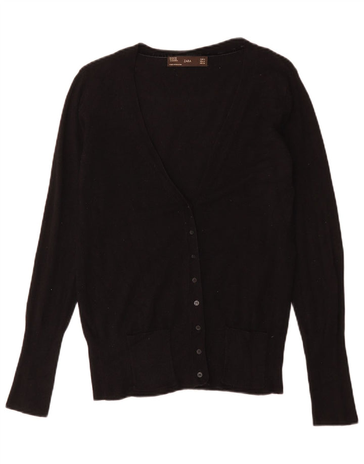 Zara Damen Strickjacke UK 12 Medium Schwarz